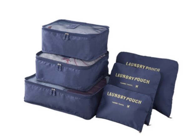 Clothing storage cube bags with laundry pouches 6 PCS - Navy
